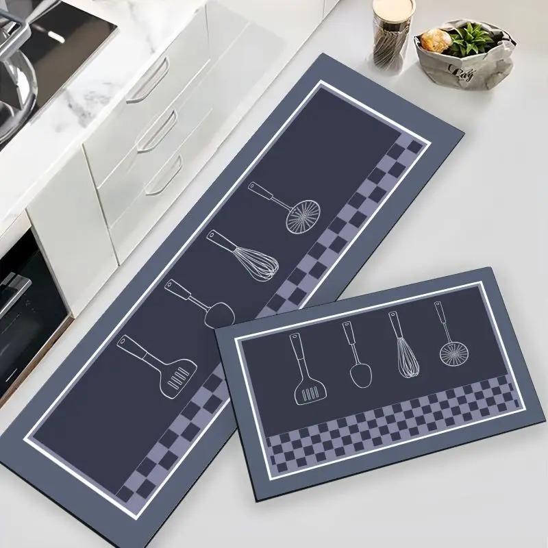 Pvc Kitchen Carpet Non-slip Oil-proof Rug Waterproof Leather Floor Mat Modern Long Strip Carpets Alfombra De Cocina