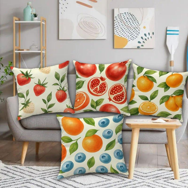 Strawberry Watercolor Design Digital Printing Pillow Cover Short Plush Suitable Living Rooms Bedrooms Sofas Throw Cushion Cover
