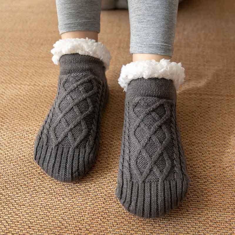 Indoor Winter Slippers Socks Men's Floor Socks Home Bedroom Sleeping Socks Non-slip Knitted Adult Plus Fleece Warm Carpet Sox