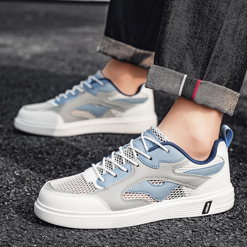 Large Size Men's Shoes Spring and Summer Mesh Breathable Flats Men's Students Trend Low-top Sports and Leisure Board Shoes