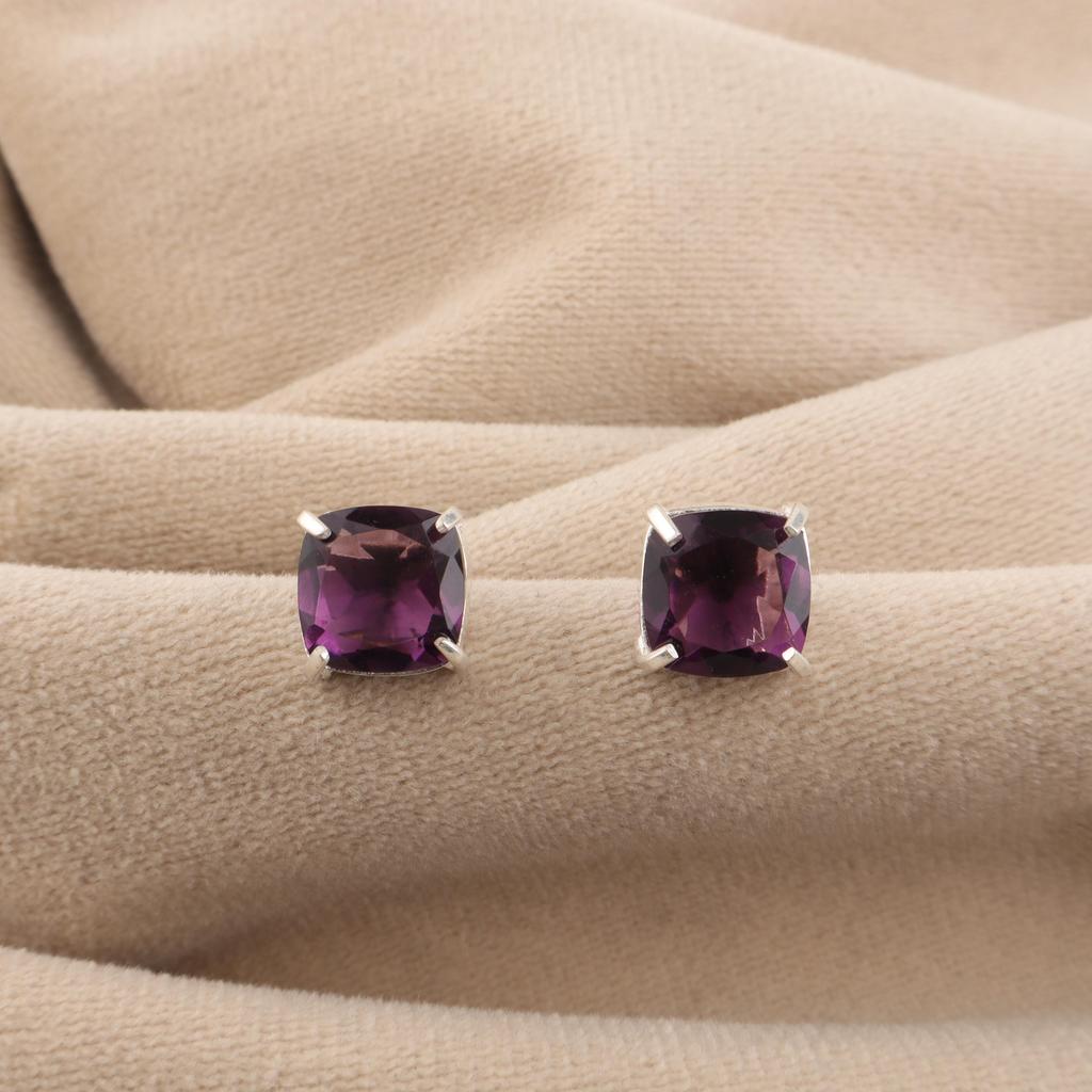 Amethyst Gemstone 925 Sterling Silver Handmade Women's Jewelry Pretty Studs Earring 1" For Anniversary Gift EE-181-6