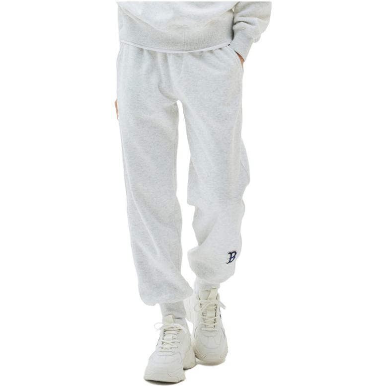 MLB Knitted Sweatpants Unisex Gray Moderate Cuffed Pants 3APTB0336-43MGL