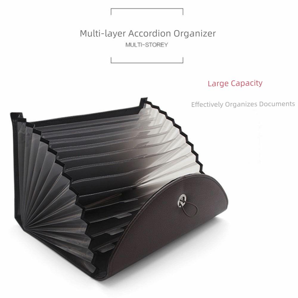 13 Pockets Expanding File Holder with Labels A4 Files Briefcase Accordion File Organizer Office