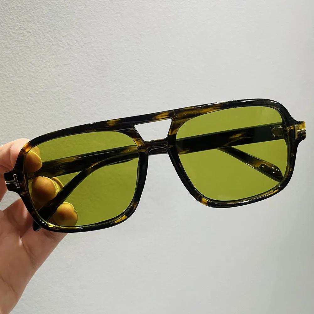 Vintage Classic Brand Designer Double Bridge Square Sunglasses Women For Men Male Luxury Sun Glasses Punk Big Frame Shades UV400