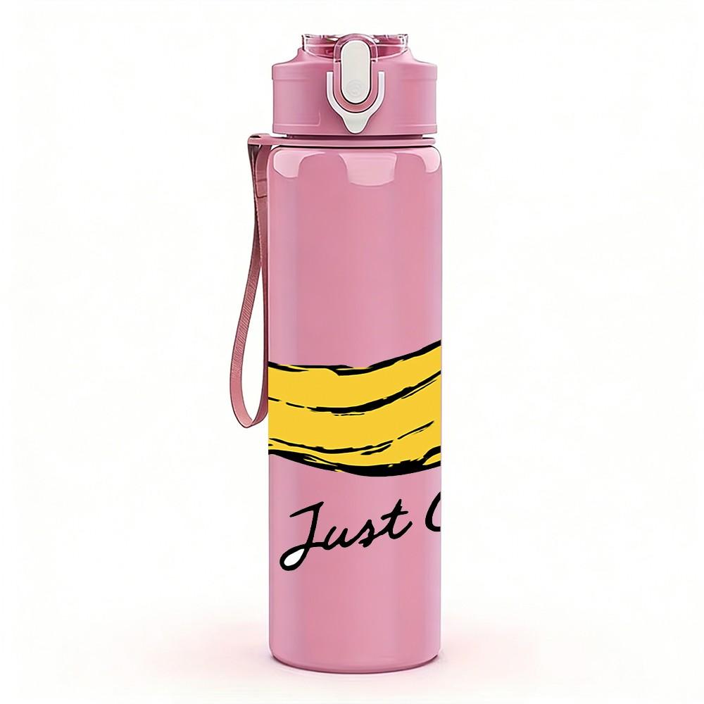1PC Just Chill Banana Fruit Pattern 750ml Color Plastic Sports Water Bottle Leakproof Flip Straw Lid Suitable for Sports Office Home Use
