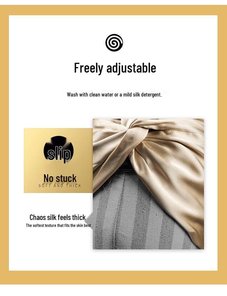 Bonetă de dormit plisată cu strat dublu din mătase de dud pentru protecția părului