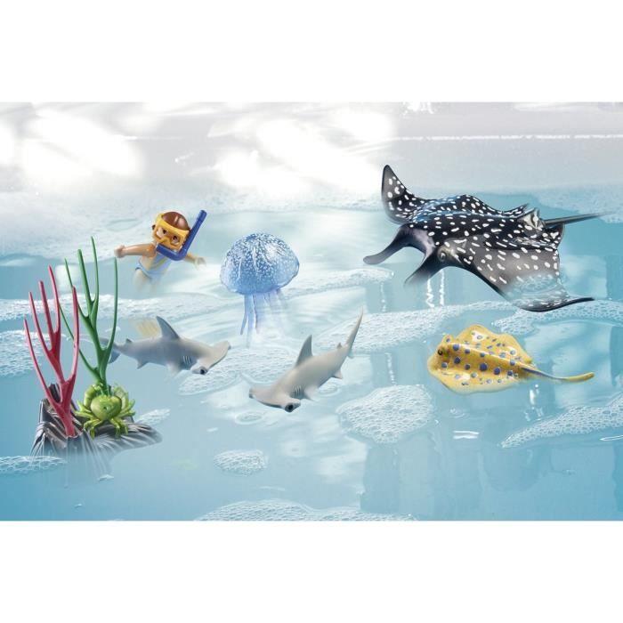 PLAYMOBIL 71623 Bateau de surveillance des récifs coralliens, 67 pièces, Dès 4 ans