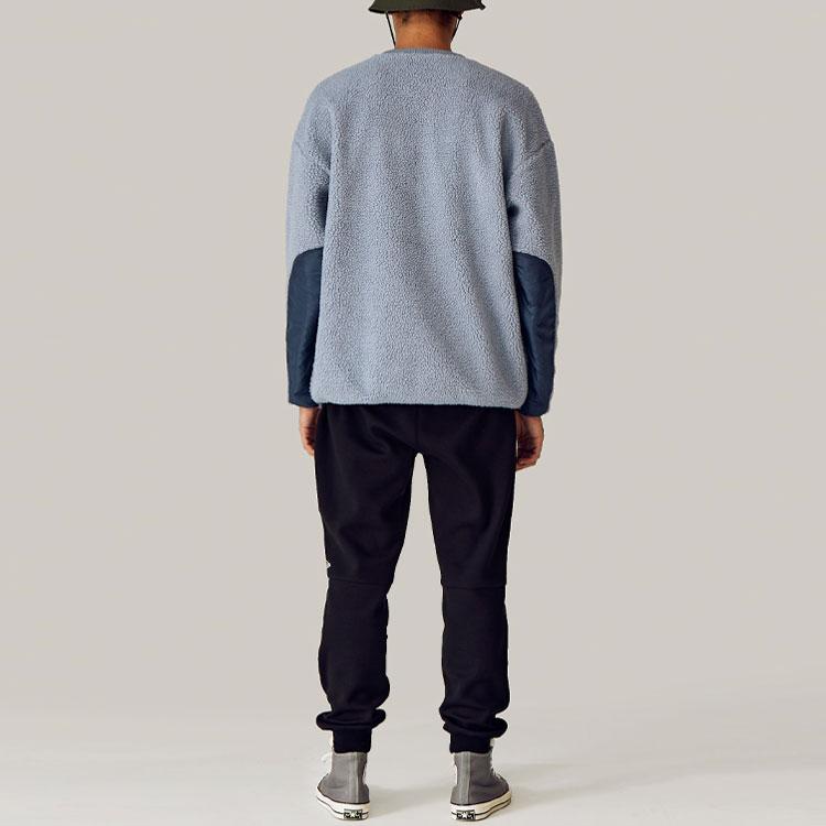 New Era FW21 Originators Boa Fleece Color Block Crewneck Pocket Sports Sweatshirt Unisex sweatshirt Gray 12866439