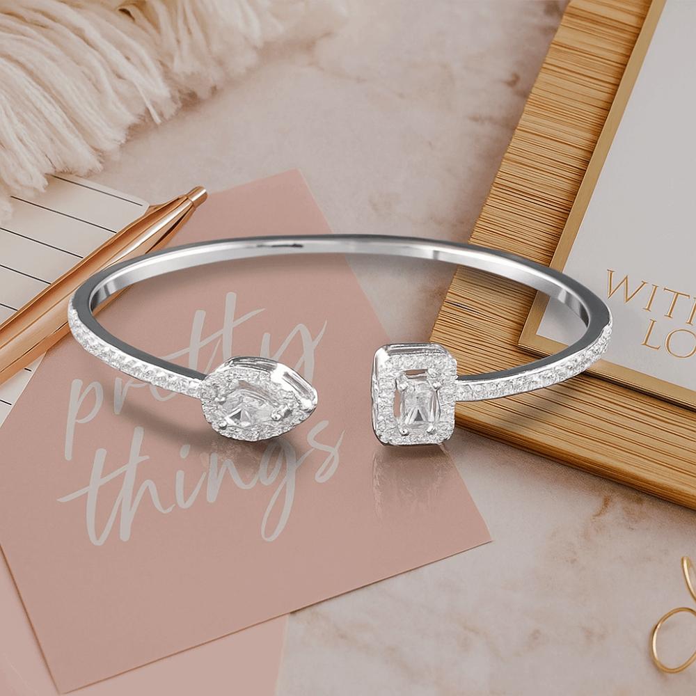 Handmade Luxury Geometry Bangle Waterproof Adjustable Open Bangle  Female Lady Girl