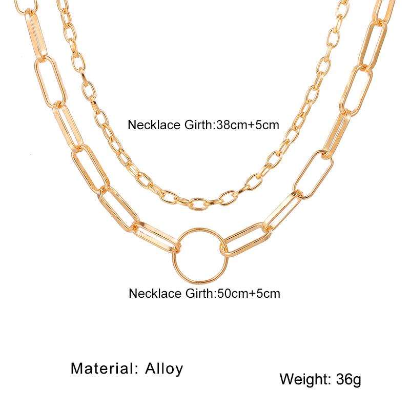 2024 Retro Ring Multilayer Necklace Hexagon Circle Arrow Necklace Fashion Trend Temperament Retro Necklace
