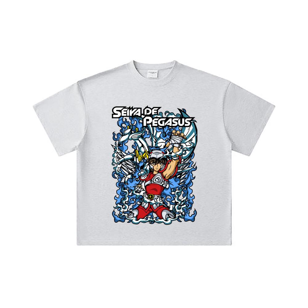 260 GSM Double Yarn 32 Count 100% Cotton Saint Seiya V15 Pegasus Print Unisex Heavy Cotton T Shirt… More