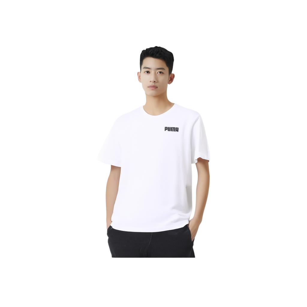 Puma Celebration Graphic Large Logo Short Sleeve T-Shirt Men Tops White 586040-02