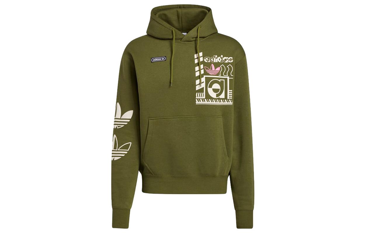 Adidas Originals Sweatshirts Men s Army Green Hooded Moderate Regular GN3865 XL