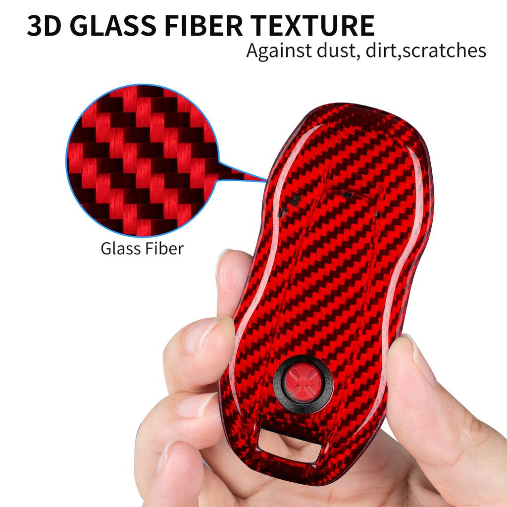 ADY4 Real Carbon Fiber Key Fob Cover with Keychain Fits Porsche Macan 4 EV Electric Model 2024 2025 Taycan 2022 Key Shell Accessories