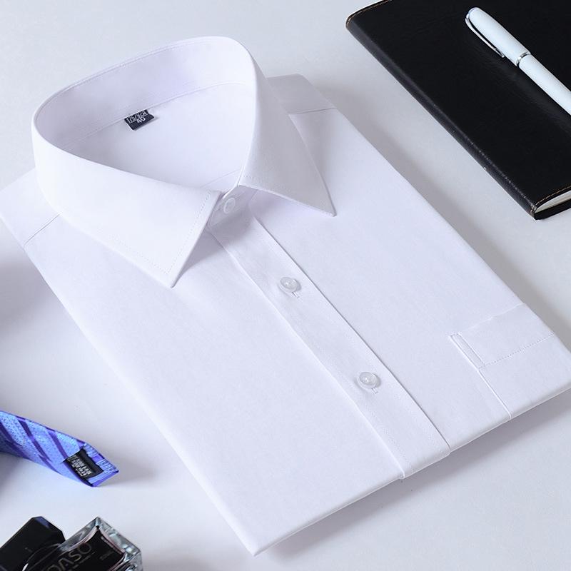 Men's Solid Color Long-Sleeve Business Shirt - Formal Workwear