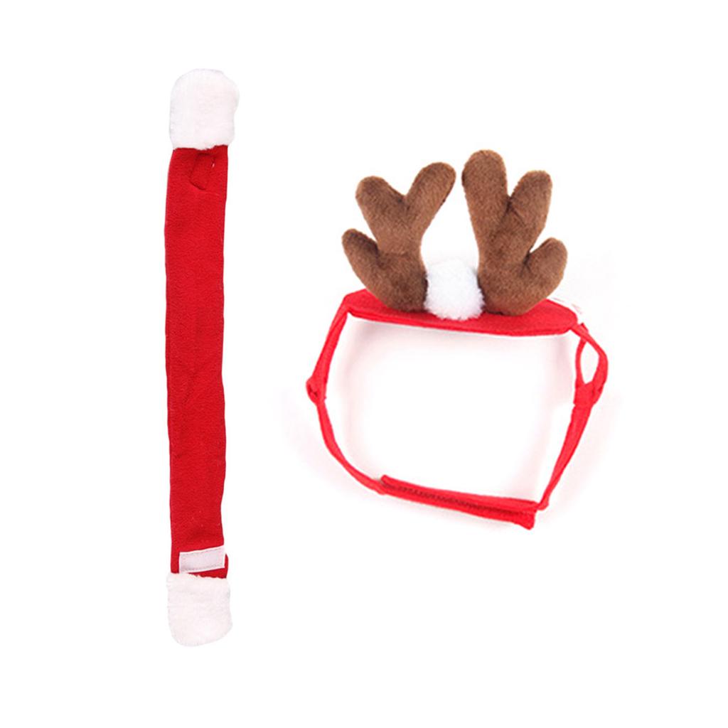 Festive Pet Antler Headband +Scarf Set Dress Up Your Furry Friend! Christmas Photo Props for Dogs and Cats Accessories
