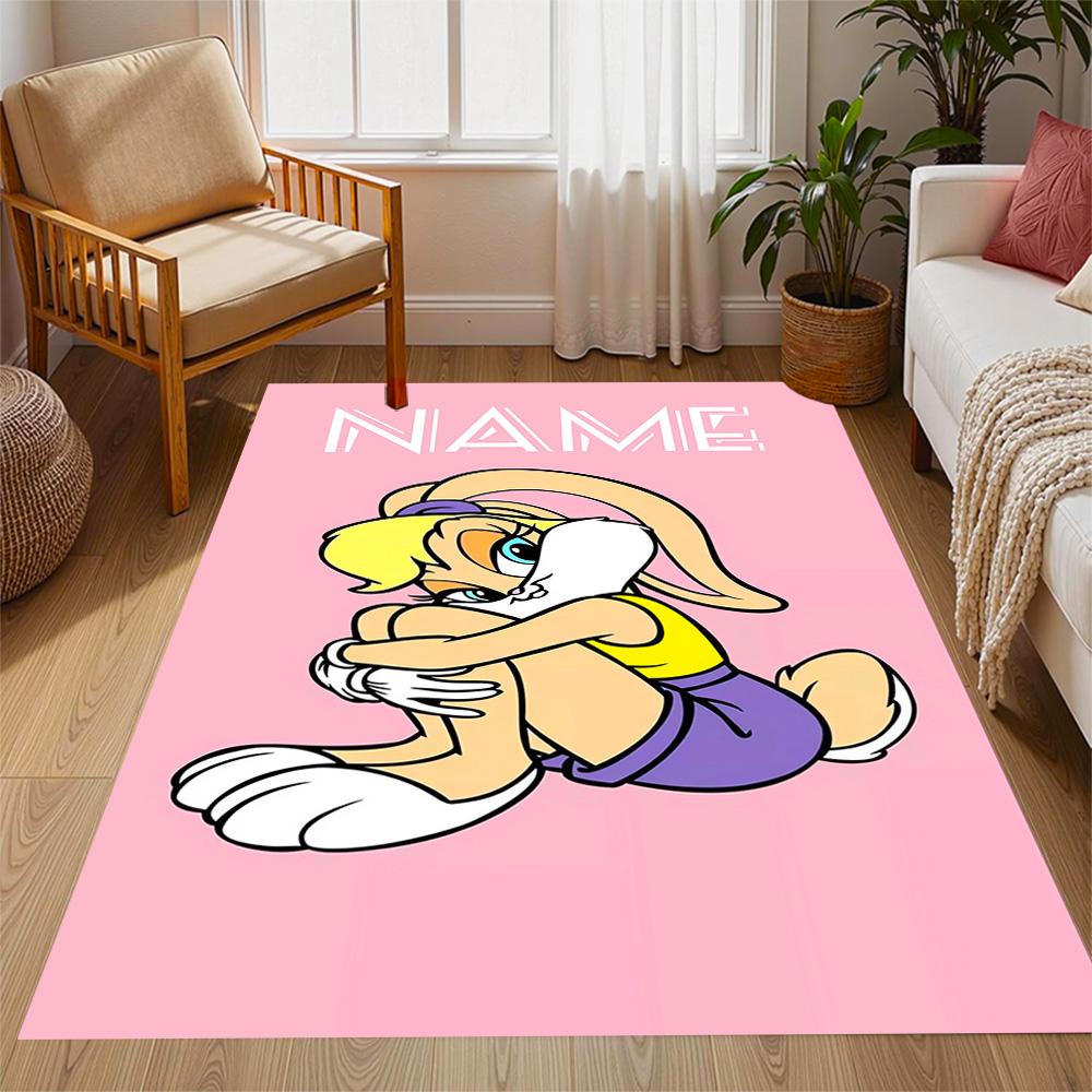 Looney Farm Animal Friends Customize Your Name Floor Rug Office Rug Suitable for Balcony Entryway Dormitory Foyer Anti-slip Rug Anime Office Decor
