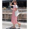 Sexy Lace Knitting Dress Women Hollow Out Long Vest Summer Loose Basic Tops O Neck Tees Dimanaf Style New