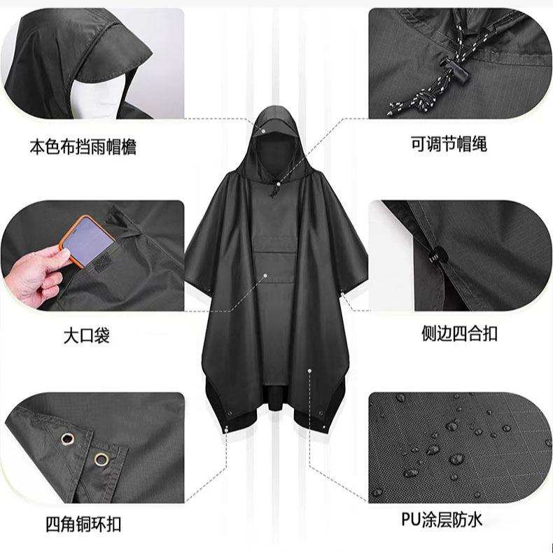 Cloak Raincoat Canopy Outdoor 3-in-1 Multifunctional Poncho Mountaineering Tourism Camping Waterproof Raincoat