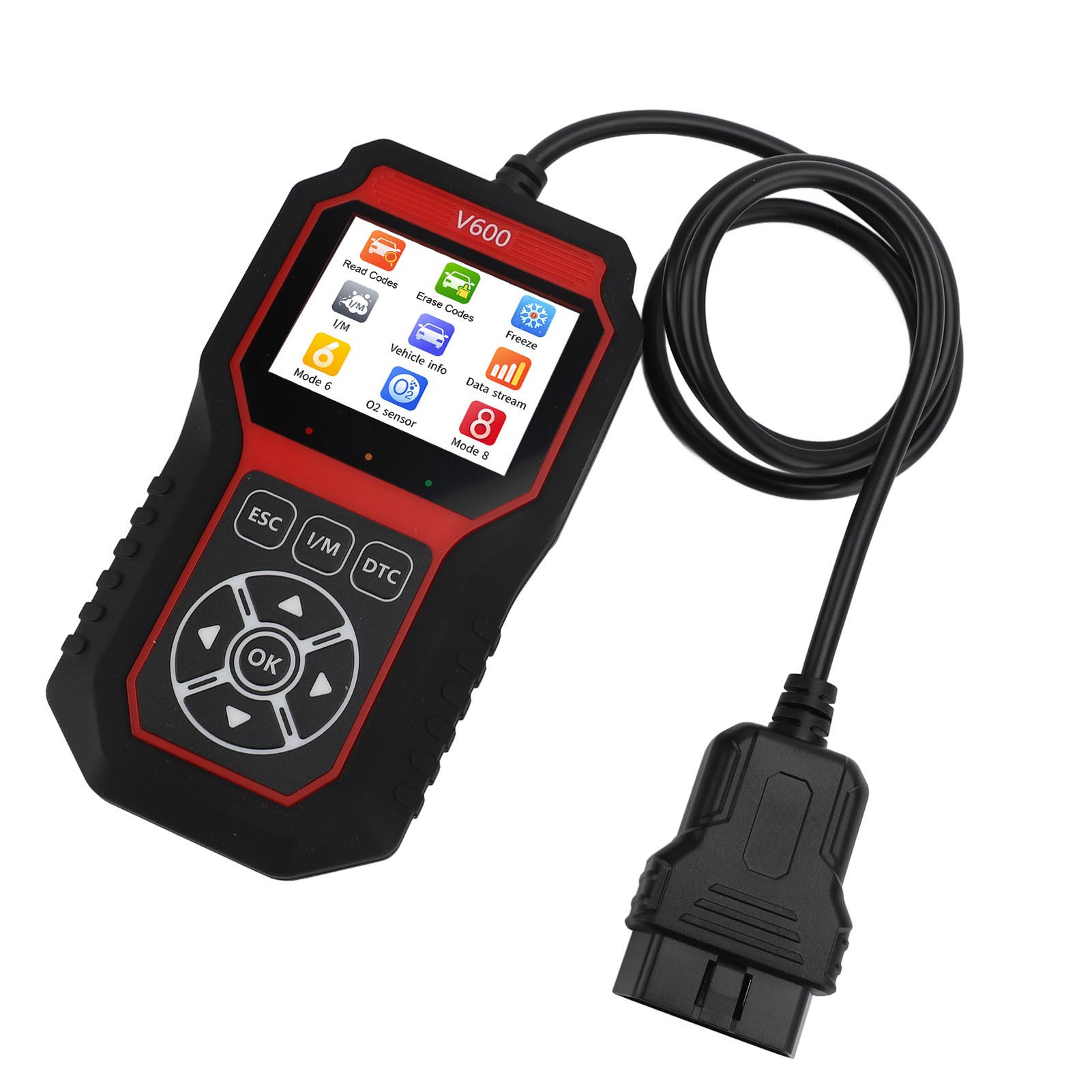 

V600 Автомобильный OBD сканер 2,8-дюймовый цветной TFT экран Один клик I/M Встроенная карта памяти Код неисправности двигателя