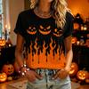 Simple Casual Cartoon Style Pumpkin Print Halloween T-shirt For Men Women Short Sleeve Round Neck Black T Shirts New Trend