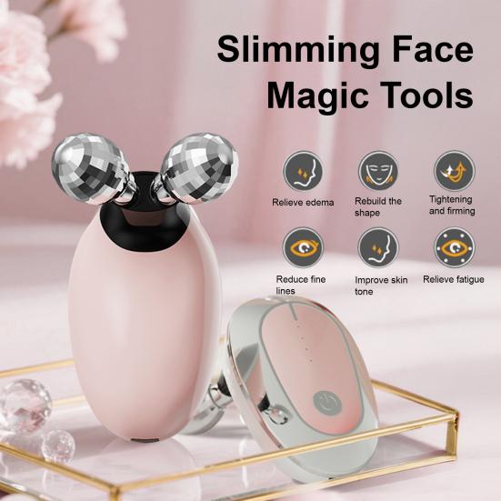 Microcurrent Facial Roller V-Shape Massager for Anti-Aging & Lymphatic Drainage Rechargeable Skin Tightening Device