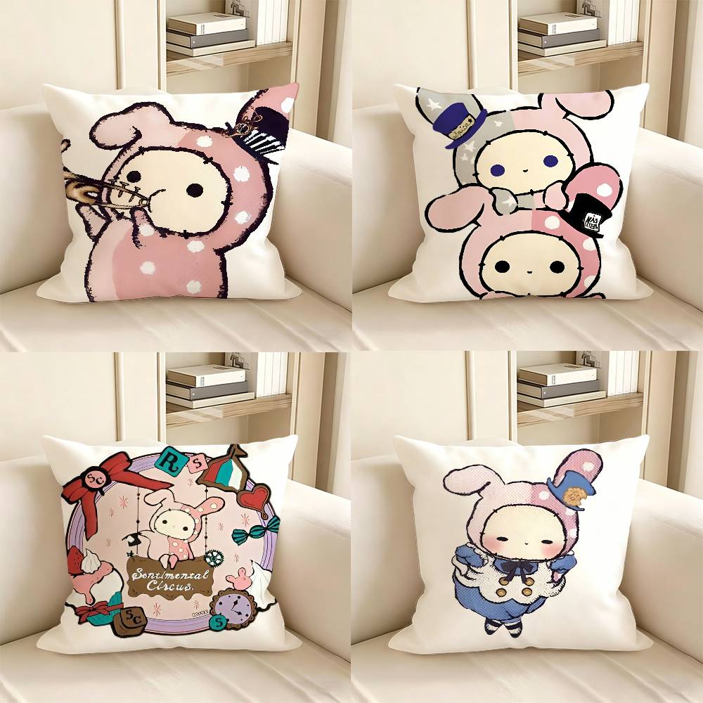 1pc Cute Japan S-sentimental Circus Pillow Case Fashion Square Pillowcase Bedroom Sofa Room Ins Decoration Leisure