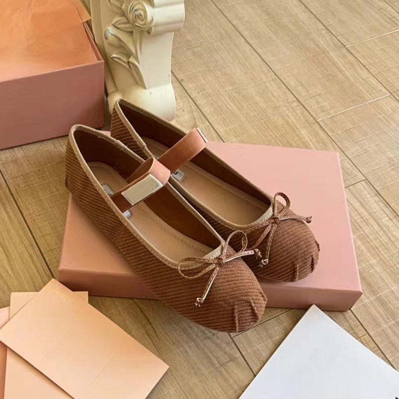 High Version Miu Bow Ballet Flats Women Versatile Mary Jane Shallow Mouth Flat Shoes Women