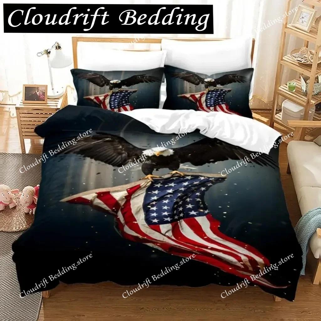 3D Print American Flag Duvet Cover Set Microfiber Decor Bedding Set Independence Day Freedom Theme Quilt Cover for Teens