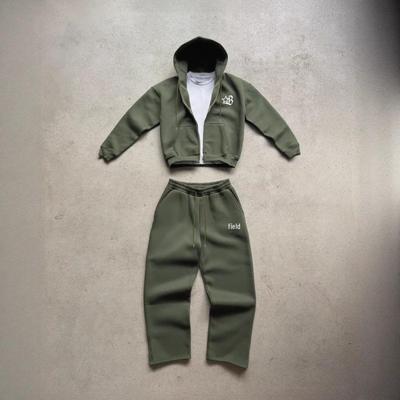 Unisex Street Style Hip Hop US Size Zipper Cardigan and Sweatpants Set