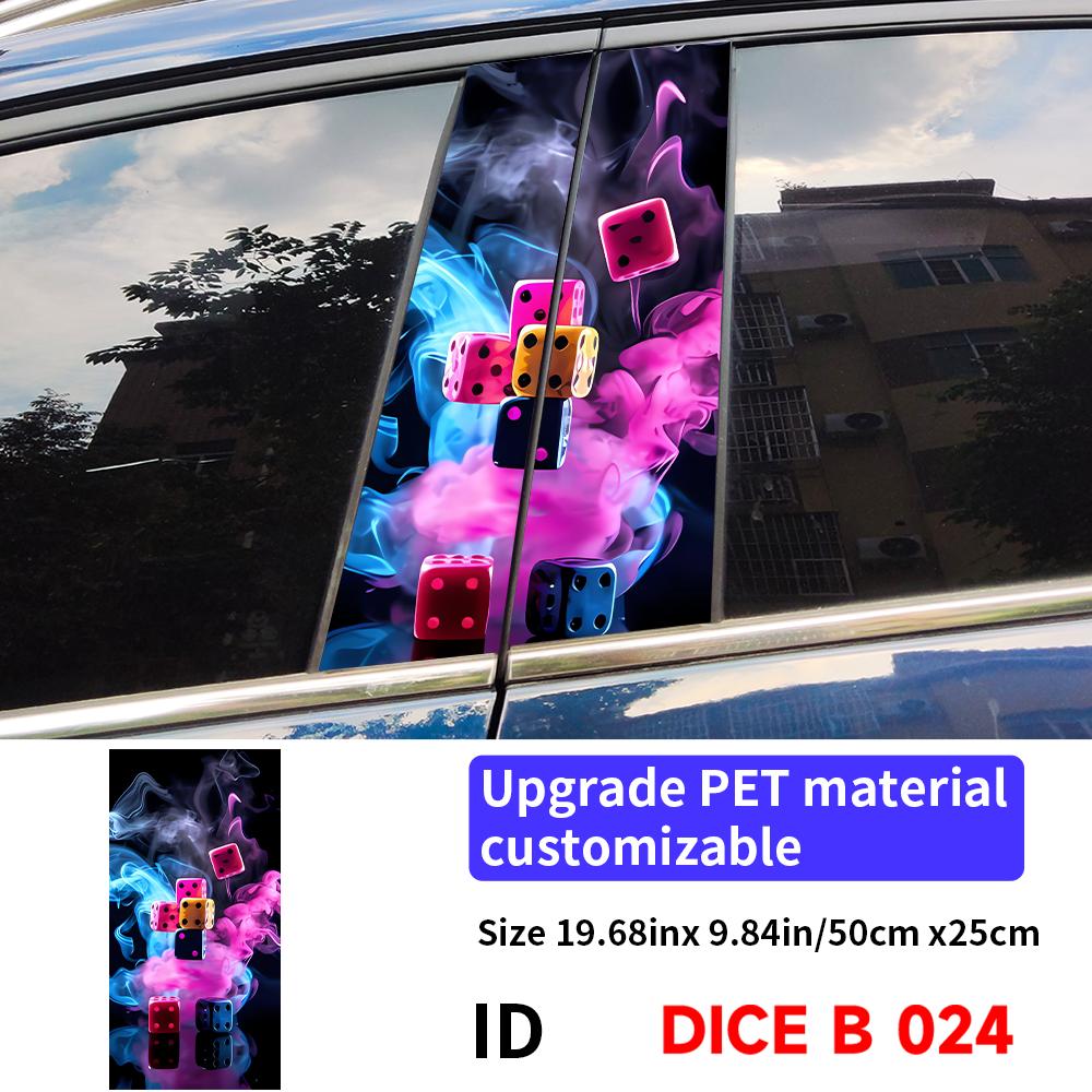 Dice Skull Car Sticker Auto B Pillar Waterproof Sunscreen Center Column Decor Cover Scratches Car Doors Pillar Decal Accessories