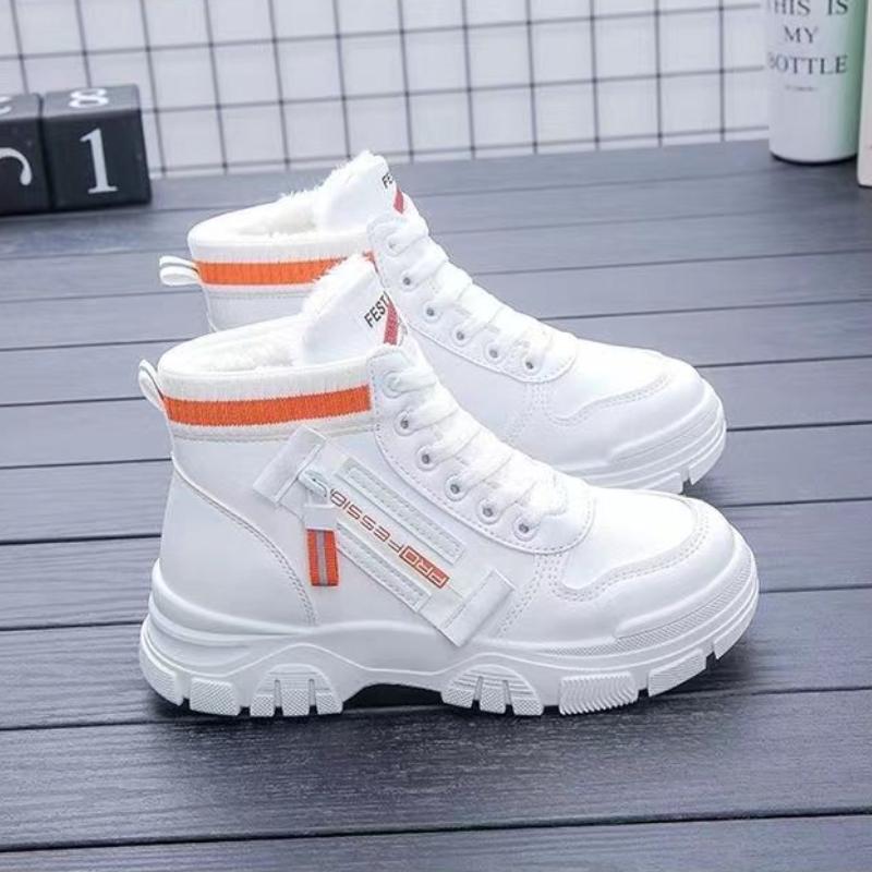 

Кожа плюс бархат высокие повседневные туфли женские зимние теплые спортивные хлопковые туфли 39 оранжевый