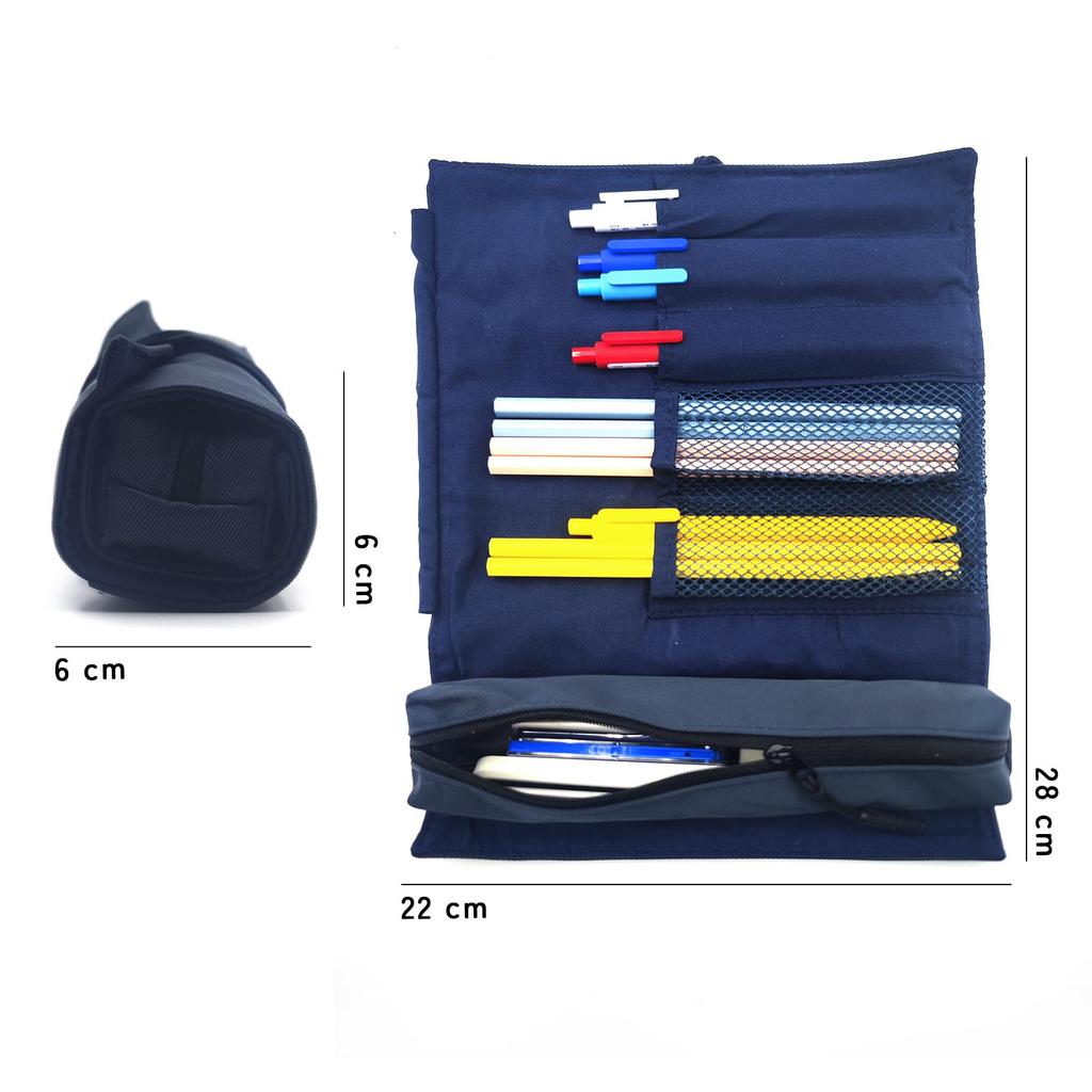 GODCHI Pencil Case with Stylish and with Simple Convenient Popular for and High School Girls and Boys 2-in-1 Scroll-Style Handle, Compact, Pockets,
