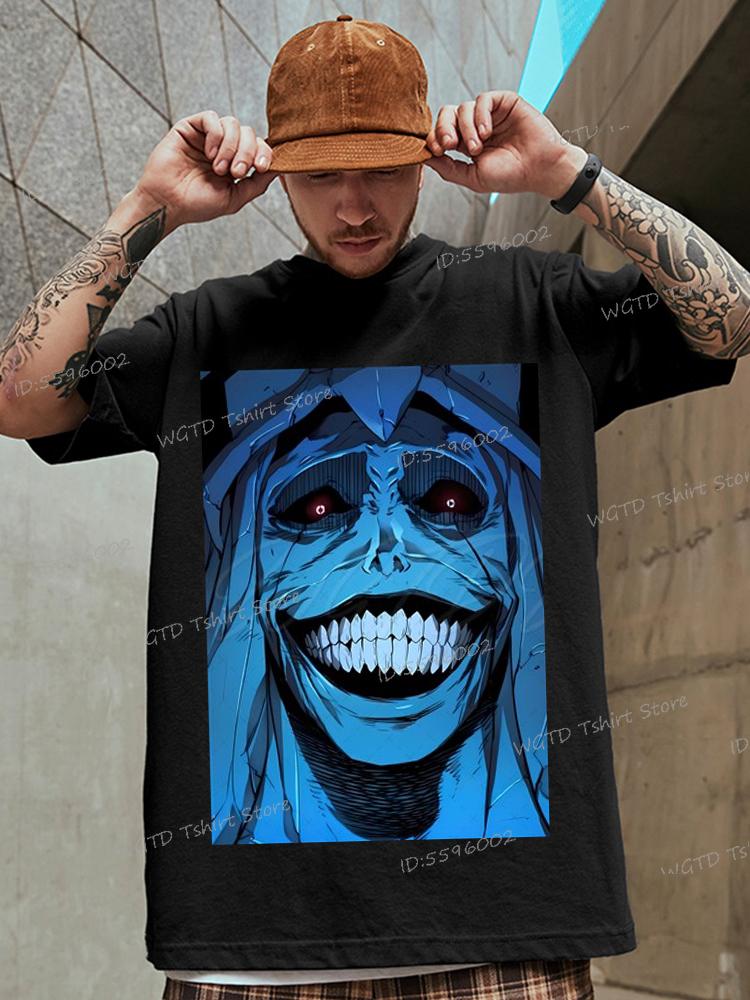 Hip Hop Streetwear Anime Solo Leveling Statue of God Print T-Shirt Männer Frauen Harajuku Grafik Lockeres Oberteil Vintage Baumwoll-T-Shirt