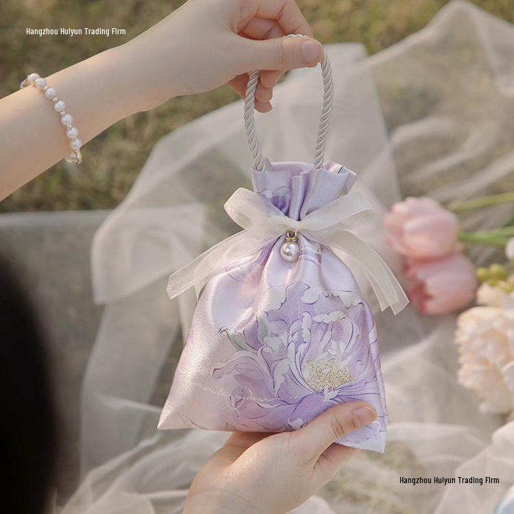 Elegant Satin Wedding Candy Bags and Boxes