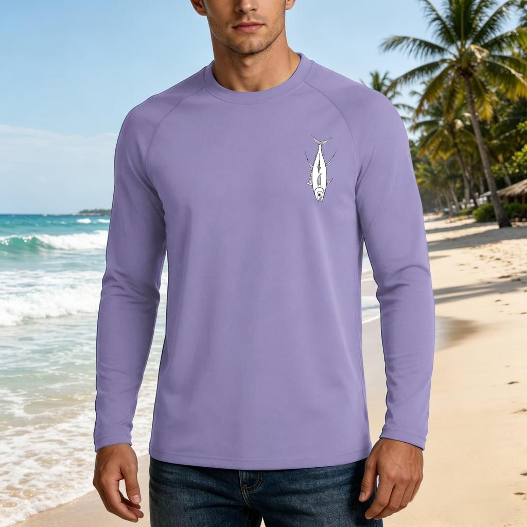 Men's Long Sleeve UPF 50 Plus Sun Protection Shirt Basic Breathable Loose Fit Outdoor Casual T-Shirt with Quick Dry Cooling Fabric