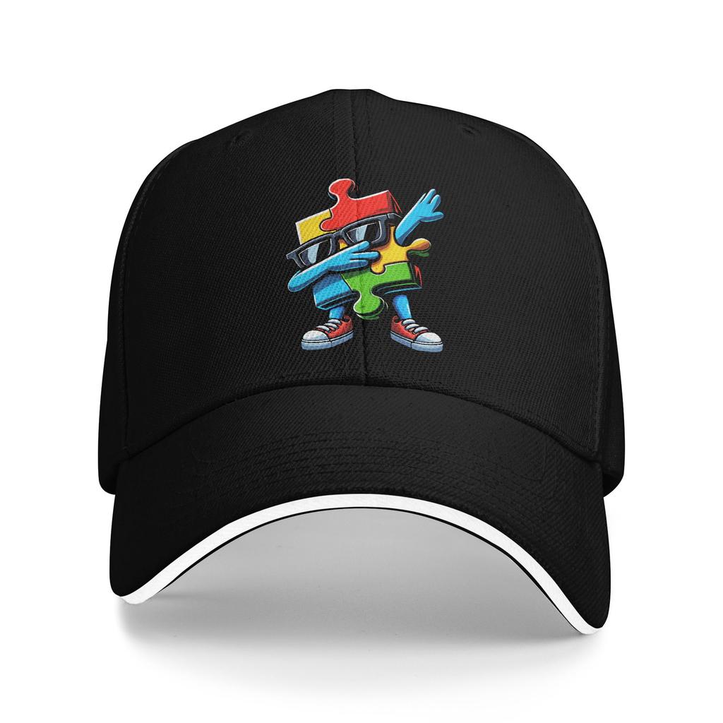 Unisex Women Dabbing Puzzle Autism Awareness Hats Cool Baseball Cap Trucker Hat Golf Headewear Gift