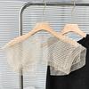 Japanese Women Girl Fake Collar Shawl Scarf Faux Pearls Beading Vintage Shoulder Wrap Sheer Organza Half Shirt Poncho