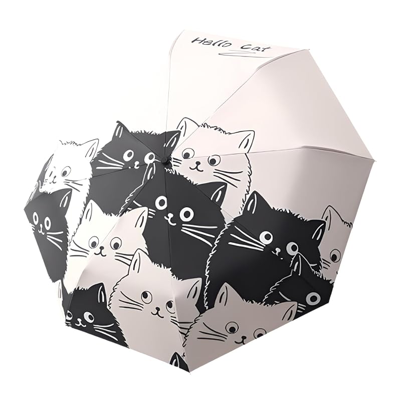 

[YasYouRi] Folding umbrella cat Cat pattern cute ladies one touch automatic open/close water repellent For both rain and shine shading heat shield sun