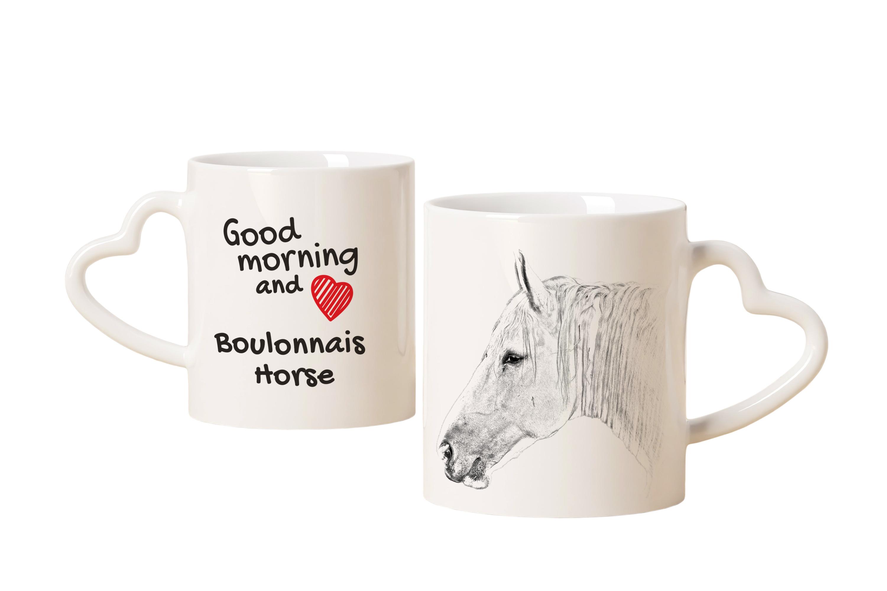 

Boulonnais Horse - cup with a horse, a cute cup with a heart-shaped handle, a universal gift from the Art-Dog brand білий