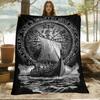 Custom Viking Ship Blanket Norse Compass Design Personalized Name Fleece Throw All Season Soft Warm Bedding Home Decor Gift