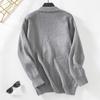 Women European Style Solid Color Single Breasted Thick V Neck Long Sleeve Knit Cardigan Sweater Coat