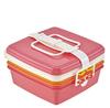 T-WORLD Stackable Picnic Case, Square, 3 Tiers, Pink, Large, "Colors" 4059