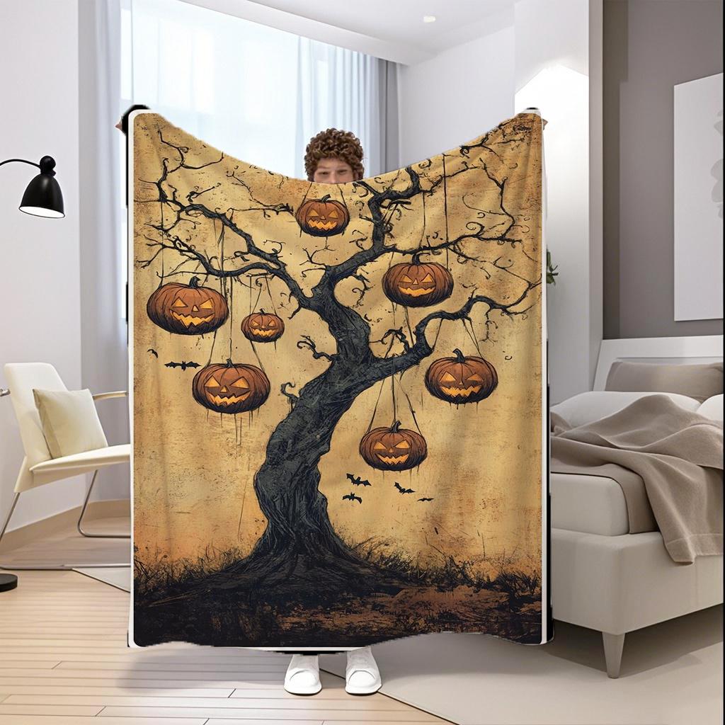 Halloween Tree Blanket Microfiber Flannel Cover Blanket Bedroom Living Room Sofa Soft And Comfortable Home Decoration