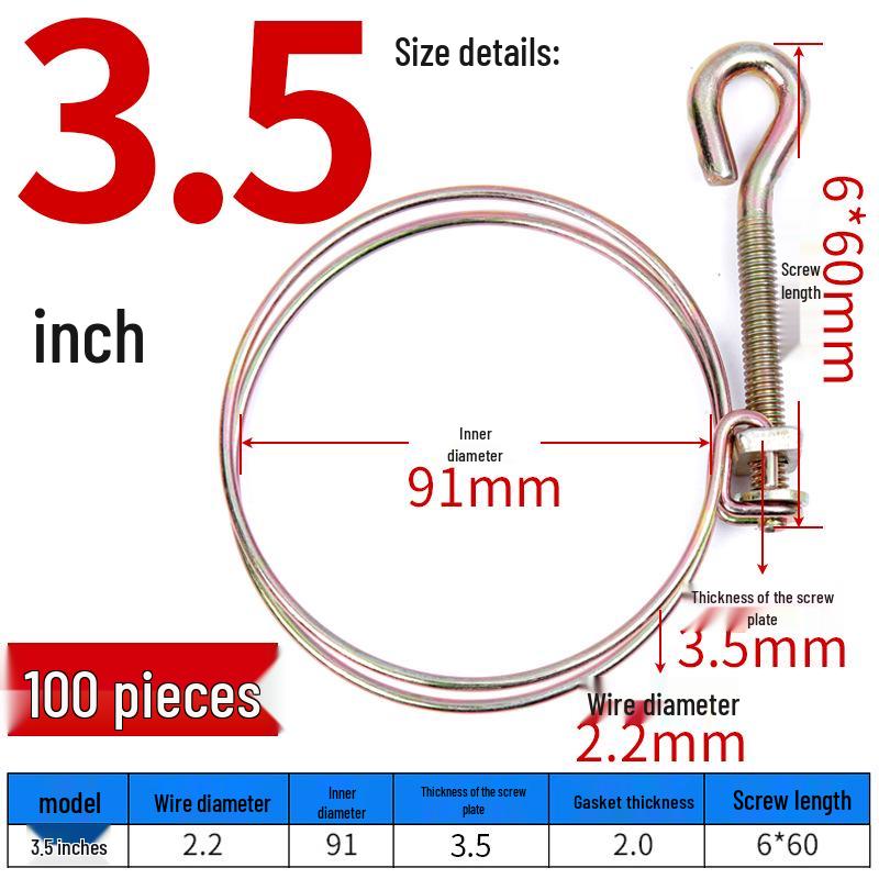 Galvanized Double Steel Wire Hose Clamp with Handle, Fire Hose Coupling, 2.5-3 inch.