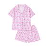New Four Seasons Middle Children's Girls Pajamas Set Short Sleeve Shorts Cardigan Printed Kids Pajamas