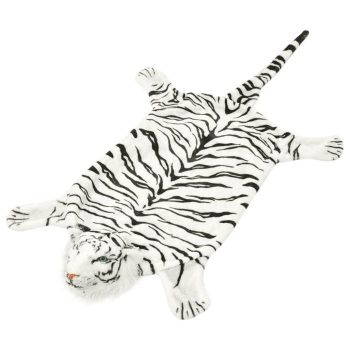 VidaXL Tapis en peluche en forme de tigre 144 cm Blanc