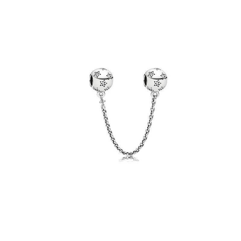 Tone Sparkling Clear Sparkle Round For Women Safety Chain Charm Bead Fit Bracelets Pendant Diy JewelryTrendy Chain