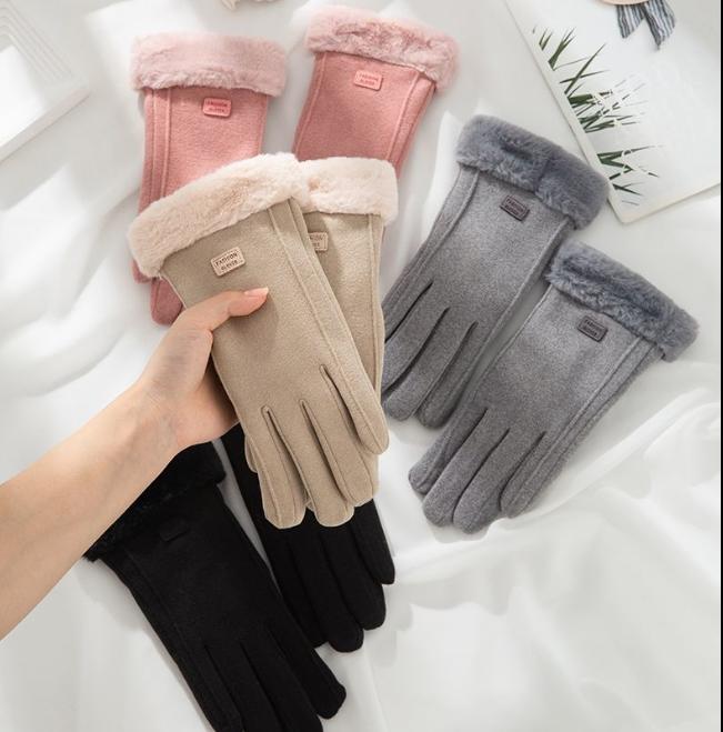 Winter Plush Gloves Thickened Warm Suede Elegant Women's Gloves Touch Screen Gloves Winter