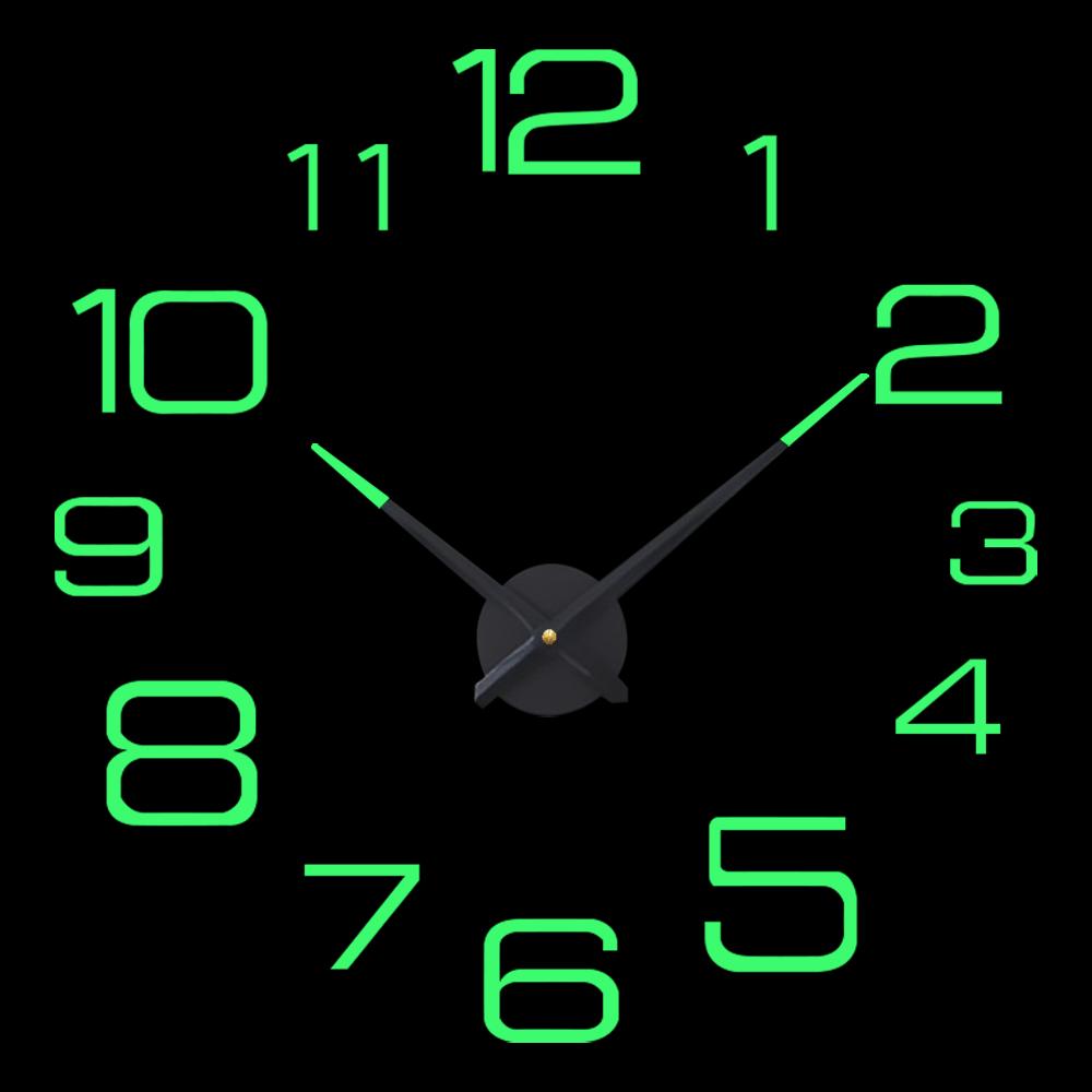 3D Large Wall Clock Mirror Wall Stickers Luminous DIY Digital Clocks Silent Clock Quartz Watch Home Living Room Table Decor Hot